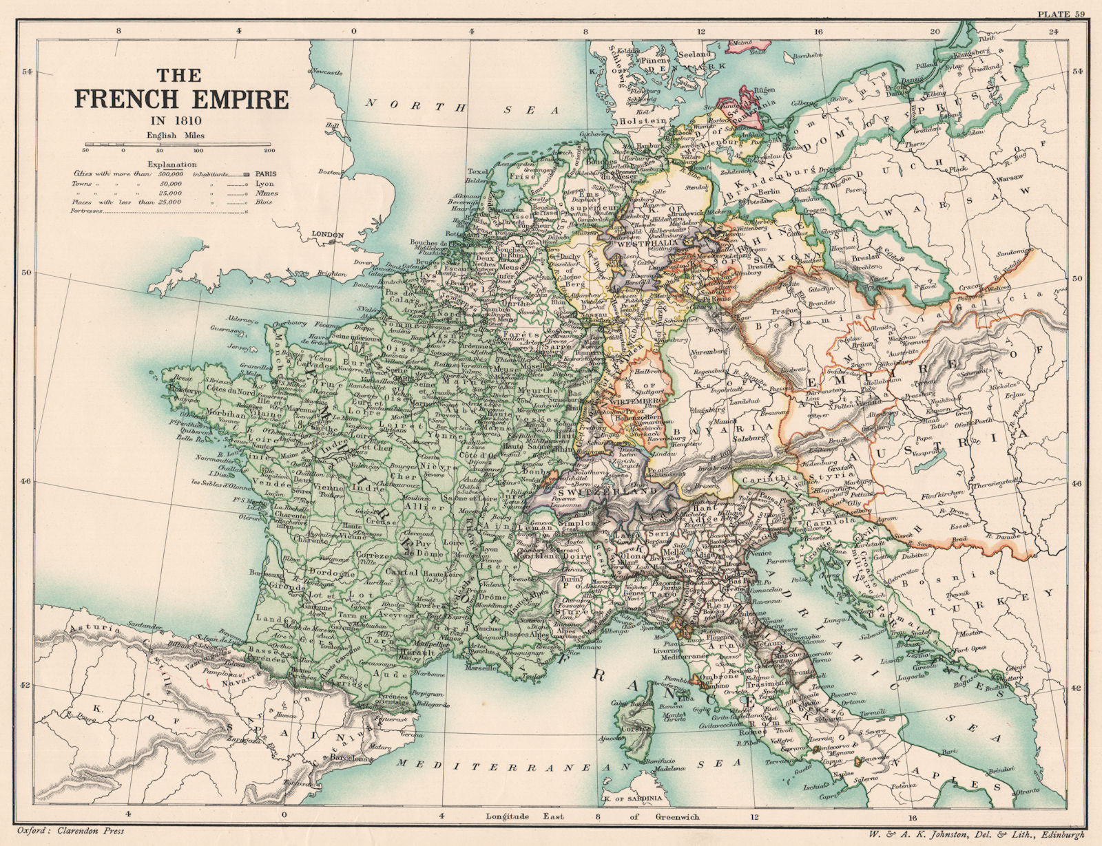 NAPOLEONIC EMPIRE. The French Empire in 1810. Europe 1902 old antique map